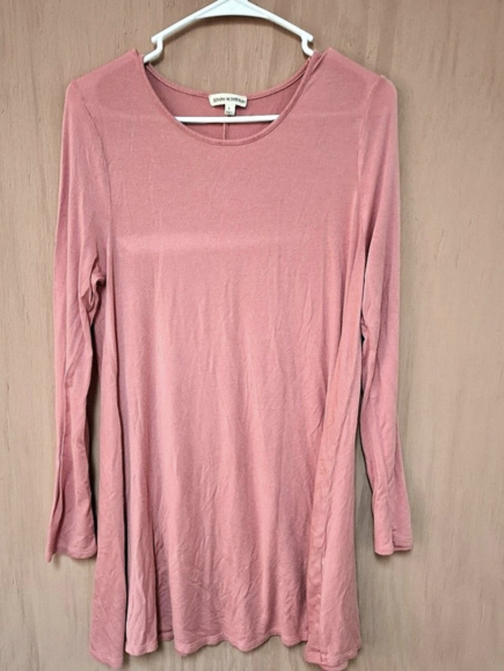 Zenana Outfitters Long Sleeve Dress in Pink Size Large